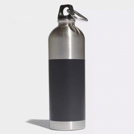 Single-wall stainless steel water bottle with carabiner