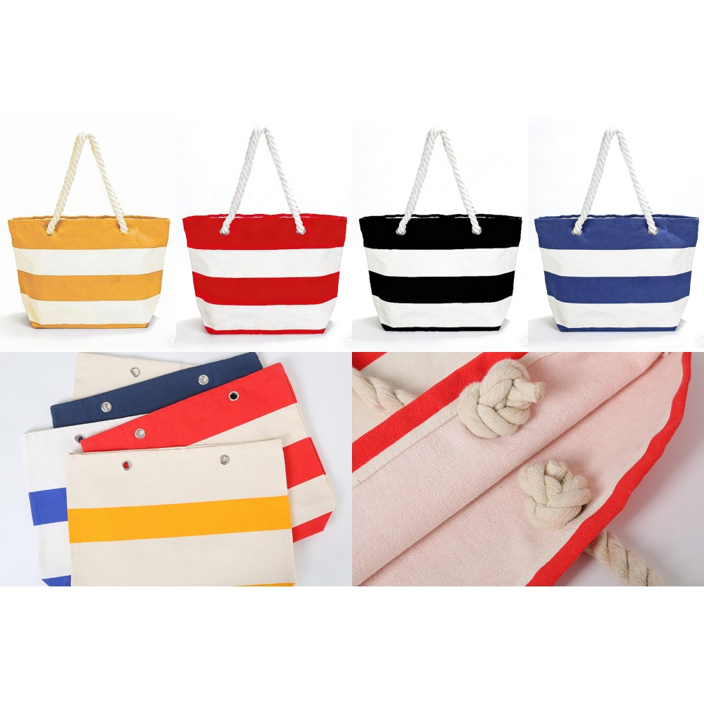 Color-Striped Canvas Tote Bags